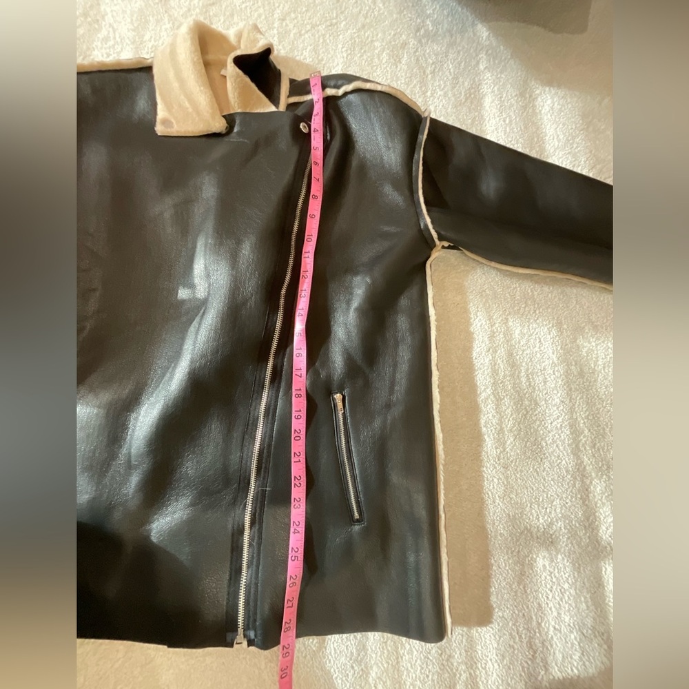 Black and Tan Faux Leather Jacket - Picture 7 of 10